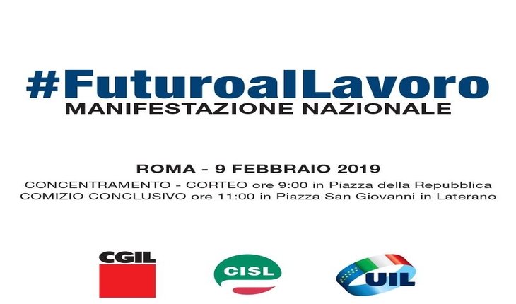 Il 9 febbraio manifestazione nazionale a Roma: FUTURO al LAVORO!
Prenota il posto sui bus da Piacenza e provincia. Qui tutte le informazioni