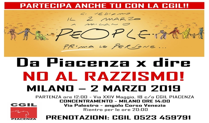 Accoglienza e immigrazione: il 2 marzo manifestazione a Milano con pullman da Piacenza della Cgil - PERCHE' OCCORRE PARTECIPARE